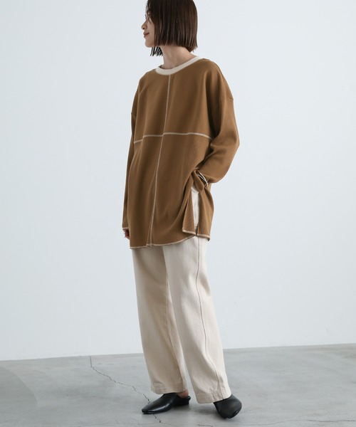 select MOCA（セレクトモカ）の「2021 AW 2WAYリンキングオーバーカットソー（Tシャツ/カットソー・レディース・ブラック/ブラウン/アイボリー・FREE）」の8枚目の写真