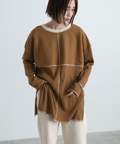 select MOCA（セレクトモカ）の「2021 AW 2WAYリンキングオーバーカットソー（Tシャツ/カットソー・レディース・ブラック/ブラウン/アイボリー・FREE）」の7枚目の写真