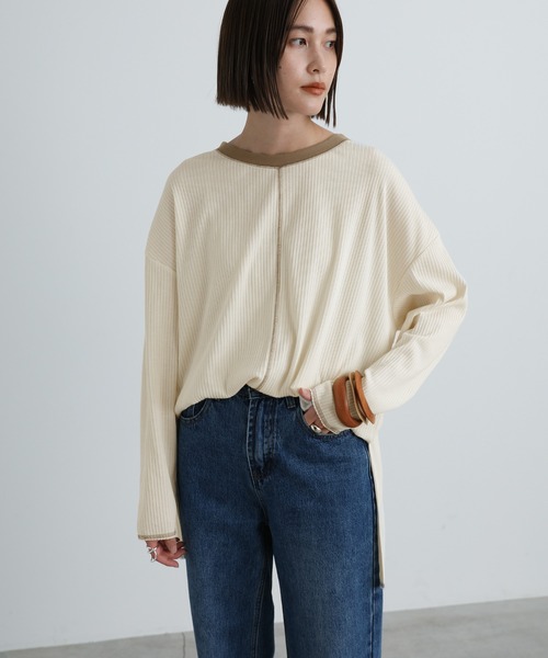 select MOCA（セレクトモカ）の「2021 AW 2WAYリンキングオーバーカットソー（Tシャツ/カットソー・レディース・ブラック/ブラウン/アイボリー・FREE）」の14枚目の写真