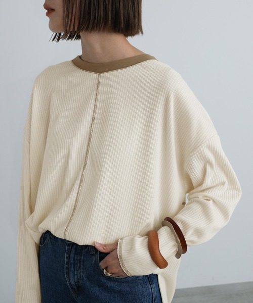 select MOCA（セレクトモカ）の「2021 AW 2WAYリンキングオーバーカットソー（Tシャツ/カットソー・レディース・ブラック/ブラウン/アイボリー・FREE）」の17枚目の写真