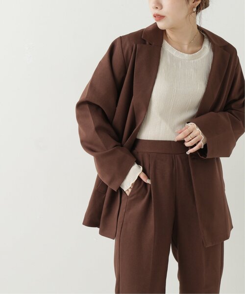 RAY CASSIN（レイカズン）の「フェイクウールダブルジャケット（テーラードジャケット・レディース・グレイッシュベージュ/ブラウン/キナリ・FREE）」の2枚目の写真