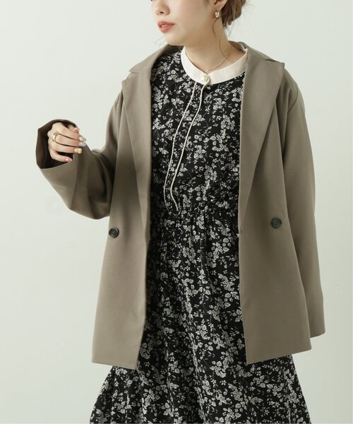 RAY CASSIN（レイカズン）の「フェイクウールダブルジャケット（テーラードジャケット・レディース・グレイッシュベージュ/ブラウン/キナリ・FREE）」の3枚目の写真