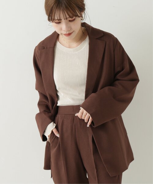 RAY CASSIN（レイカズン）の「フェイクウールダブルジャケット（テーラードジャケット・レディース・グレイッシュベージュ/ブラウン/キナリ・FREE）」の4枚目の写真