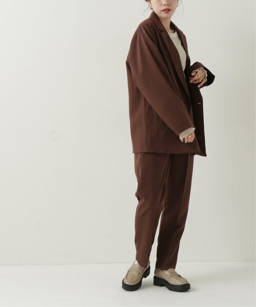 RAY CASSIN（レイカズン）の「フェイクウールダブルジャケット（テーラードジャケット・レディース・グレイッシュベージュ/ブラウン/キナリ・FREE）」の6枚目の写真