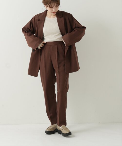 RAY CASSIN（レイカズン）の「フェイクウールダブルジャケット（テーラードジャケット・レディース・グレイッシュベージュ/ブラウン/キナリ・FREE）」の7枚目の写真