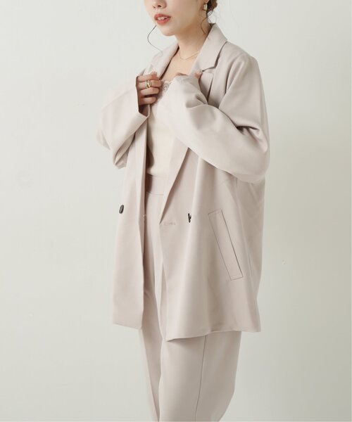 RAY CASSIN（レイカズン）の「フェイクウールダブルジャケット（テーラードジャケット・レディース・グレイッシュベージュ/ブラウン/キナリ・FREE）」の18枚目の写真