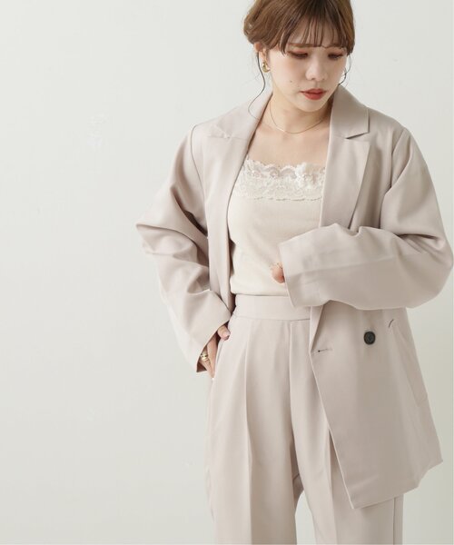 RAY CASSIN（レイカズン）の「フェイクウールダブルジャケット（テーラードジャケット・レディース・グレイッシュベージュ/ブラウン/キナリ・FREE）」の19枚目の写真