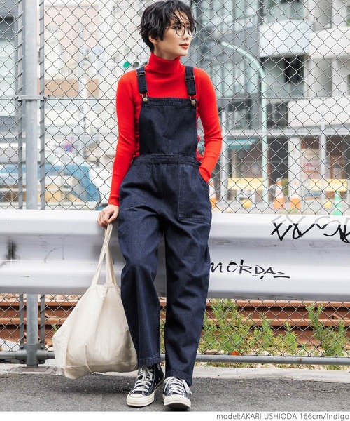 coca（coca）（コカ）の「セミワイドデニムベイカーサロペット（サロペット/オーバーオール・レディース・インディゴブルー・ONE SIZE）」の4枚目の写真