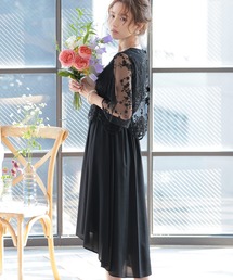 結婚式 パーティー ドレス ミニ丈 と 袖あり シアー刺繍 チュール 大きいサイズ フォーマル オケージョンドレス お呼ばれ 二次会 成人式