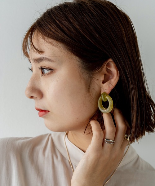 VitaFelice（ヴィータフェリーチェ）の「マーブルリングピアス(両耳)（ピアス（両耳用）・レディース・ブラウン/グリーン/ホワイト・FREE）」の9枚目の写真