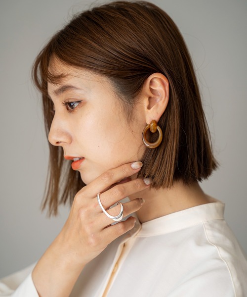 VitaFelice（ヴィータフェリーチェ）の「マーブルリングピアス(両耳)（ピアス（両耳用）・レディース・ブラウン/グリーン/ホワイト・FREE）」の11枚目の写真