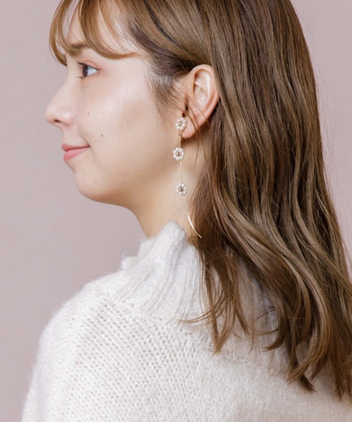 flower（フラワー）の「ゴールドパーリーフルールピアス（ピアス（片耳用）・レディース・ゴールド・FREE）」の9枚目の写真