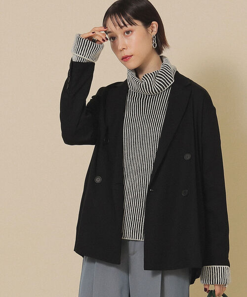 Ray BEAMS（レイビームス）の「Ray BEAMS / 4ボタン ダブル ソフト テーラードジャケット（テーラードジャケット・レディース・ブラック/ダークブラウン/ブルー系その他3・ONE SIZE）」の2枚目の写真