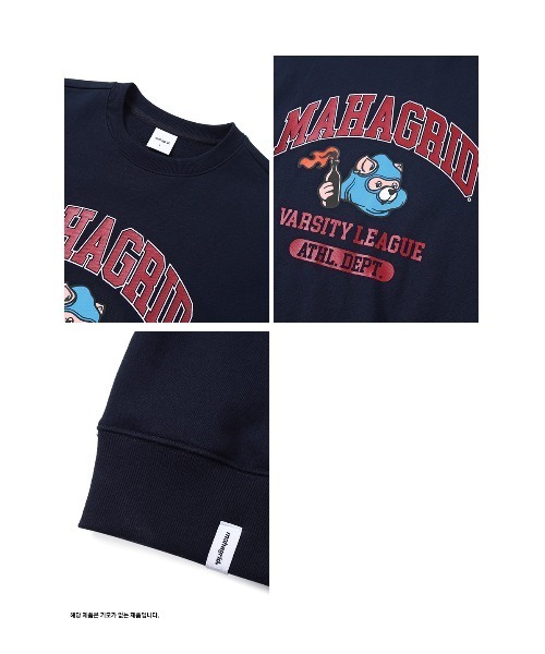 A'GEM/9×.kom『mahagrid/マハグリッド』COBYVARSITYSWEATSHIRT/コビーカレッジロゴクルーネックスウェットシャツロングスリーブ長袖