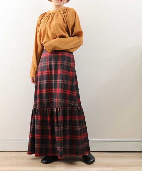 sakishimatokyo（サキシマトーキョー）の「【ZOZO限定】サキシマamp「チェック柄マーメイドスカート」（スカート・レディース・レッド/オレンジ・FREE）」の8枚目の写真
