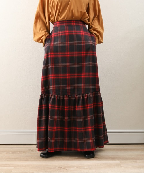 sakishimatokyo（サキシマトーキョー）の「【ZOZO限定】サキシマamp「チェック柄マーメイドスカート」（スカート・レディース・レッド/オレンジ・FREE）」の9枚目の写真