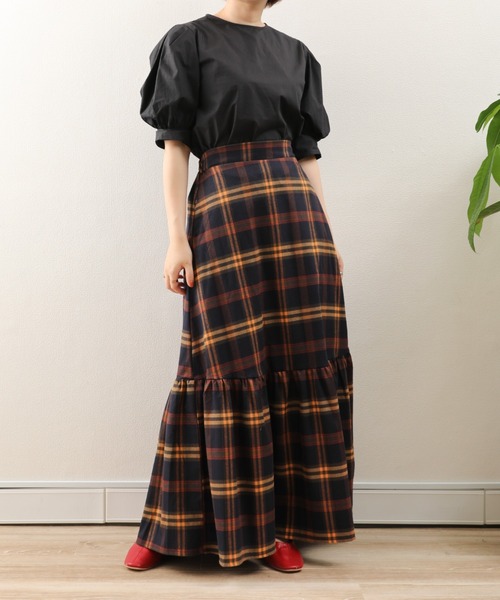 sakishimatokyo（サキシマトーキョー）の「【ZOZO限定】サキシマamp「チェック柄マーメイドスカート」（スカート・レディース・レッド/オレンジ・FREE）」の12枚目の写真