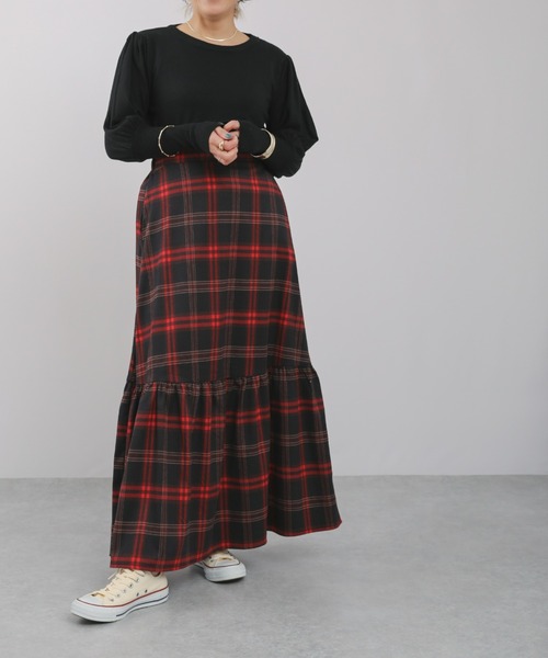 sakishimatokyo（サキシマトーキョー）の「【ZOZO限定】サキシマamp「チェック柄マーメイドスカート」（スカート・レディース・レッド/オレンジ・FREE）」の15枚目の写真