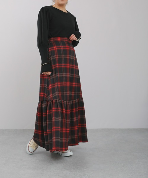 sakishimatokyo（サキシマトーキョー）の「【ZOZO限定】サキシマamp「チェック柄マーメイドスカート」（スカート・レディース・レッド/オレンジ・FREE）」の16枚目の写真
