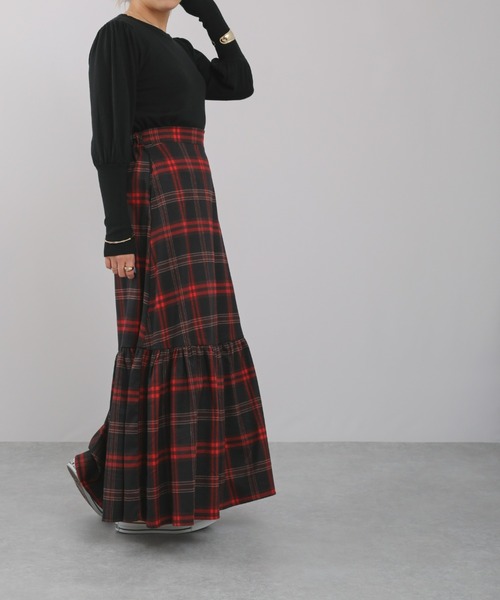 sakishimatokyo（サキシマトーキョー）の「【ZOZO限定】サキシマamp「チェック柄マーメイドスカート」（スカート・レディース・レッド/オレンジ・FREE）」の17枚目の写真