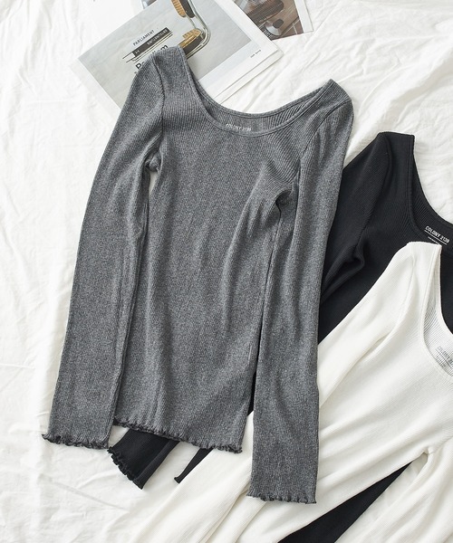 COLONY 2139（コロニートゥーワンスリーナイン）の「丸胴テレコ長袖トップス(セットアップ可)（Tシャツ/カットソー・レディース・チャコールグレー/オフホワイト/ブラック・MEDIUM/LARGE）」の3枚目の写真
