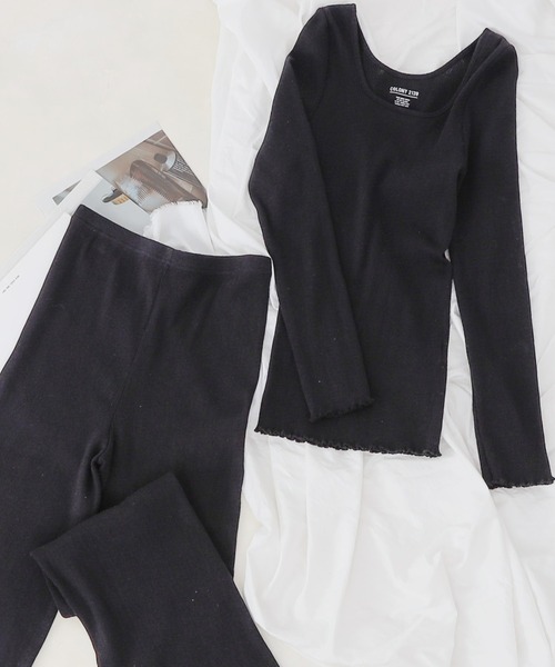 COLONY 2139（コロニートゥーワンスリーナイン）の「丸胴テレコ長袖トップス(セットアップ可)（Tシャツ/カットソー・レディース・チャコールグレー/オフホワイト/ブラック・MEDIUM/LARGE）」の5枚目の写真