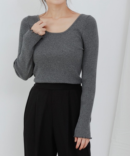 COLONY 2139（コロニートゥーワンスリーナイン）の「丸胴テレコ長袖トップス(セットアップ可)（Tシャツ/カットソー・レディース・チャコールグレー/オフホワイト/ブラック・MEDIUM/LARGE）」の11枚目の写真