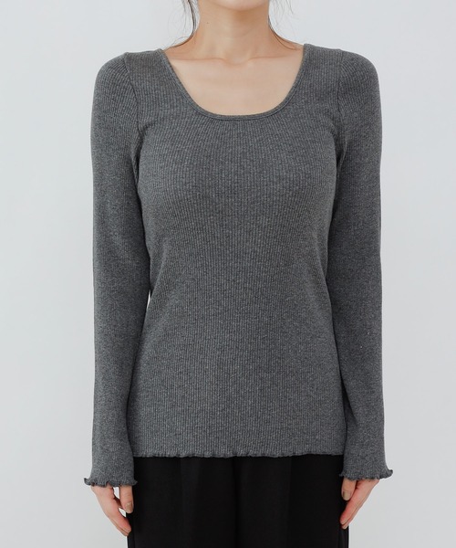 COLONY 2139（コロニートゥーワンスリーナイン）の「丸胴テレコ長袖トップス(セットアップ可)（Tシャツ/カットソー・レディース・チャコールグレー/オフホワイト/ブラック・MEDIUM/LARGE）」の13枚目の写真