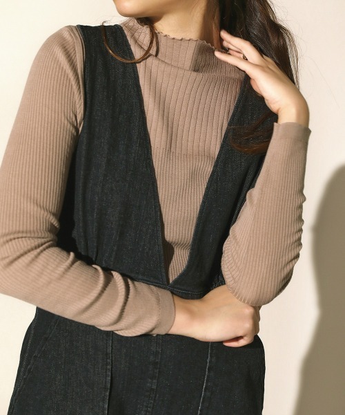 Bou Jeloud(ブージュルード)の「18G保湿ハイネック切替カットソー(Tシャツ/カットソー・レディース・グレー/オフホワイト/モカ/ブラック・FREE)」の12枚目の写真