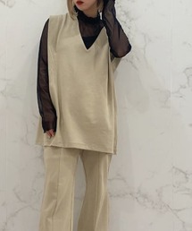 w closet | ポンチVネック肩タックベスト(ベスト)