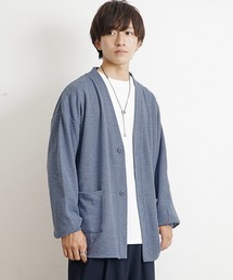 【MinoriTY】ニットソーカーディガン メンズ 秋服 無地 オーバーサイズ カットソー ノーカラー