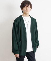 【MinoriTY】ニットソーカーディガン メンズ 秋服 無地 オーバーサイズ カットソー ノーカラー