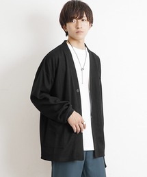 【MinoriTY】ニットソーカーディガン メンズ 秋服 無地 オーバーサイズ カットソー ノーカラー