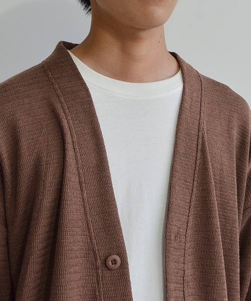 MinoriTY(マイノリティ)の「【MinoriTY】ニットソーカーディガン メンズ 秋服 無地 オーバーサイズ カットソー ノーカラー(カーディガン/ボレロ・メンズ・ブルー/グリーン/ブラウン/ブラック・M/L)」の11枚目の写真