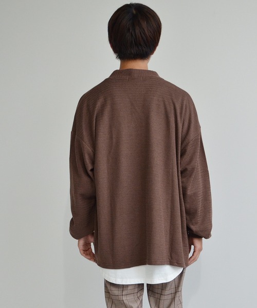 MinoriTY(マイノリティ)の「【MinoriTY】ニットソーカーディガン メンズ 秋服 無地 オーバーサイズ カットソー ノーカラー(カーディガン/ボレロ・メンズ・ブルー/グリーン/ブラウン/ブラック・M/L)」の6枚目の写真