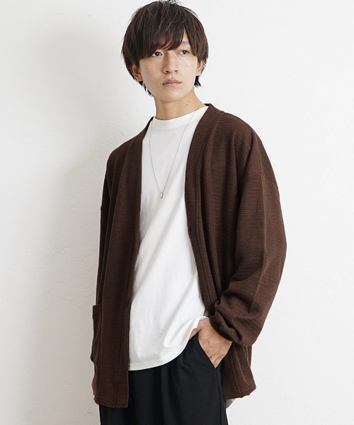 MinoriTY】ニットソーカーディガン メンズ 秋服 無地 オーバー