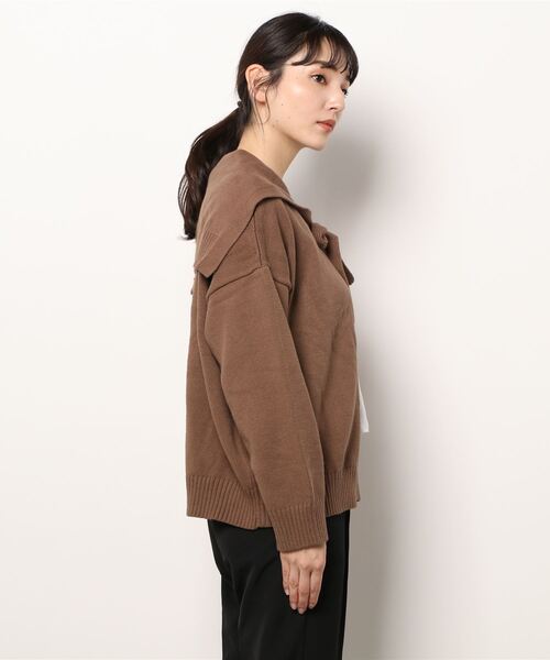 LOWRYS FARM（ローリーズファーム）の「セーラーカラーキナガシカーディガンＬＳ　227975（カーディガン/ボレロ・レディース・アイボリー/ブラック/ブラウン・FREE）」の4枚目の写真