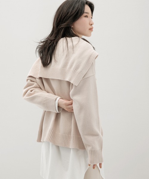 LOWRYS FARM（ローリーズファーム）の「セーラーカラーキナガシカーディガンＬＳ　227975（カーディガン/ボレロ・レディース・アイボリー/ブラック/ブラウン・FREE）」の2枚目の写真