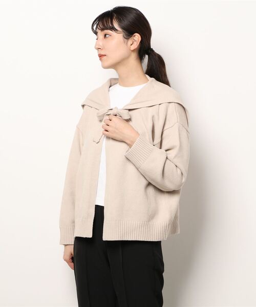 LOWRYS FARM（ローリーズファーム）の「セーラーカラーキナガシカーディガンＬＳ　227975（カーディガン/ボレロ・レディース・アイボリー/ブラック/ブラウン・FREE）」の7枚目の写真