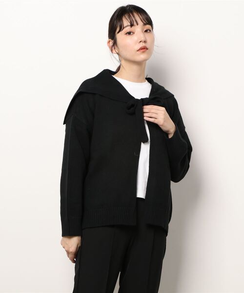 LOWRYS FARM（ローリーズファーム）の「セーラーカラーキナガシカーディガンＬＳ　227975（カーディガン/ボレロ・レディース・アイボリー/ブラック/ブラウン・FREE）」の8枚目の写真