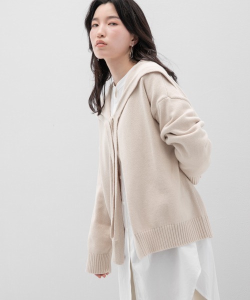 LOWRYS FARM（ローリーズファーム）の「セーラーカラーキナガシカーディガンＬＳ　227975（カーディガン/ボレロ・レディース・アイボリー/ブラック/ブラウン・FREE）」の22枚目の写真