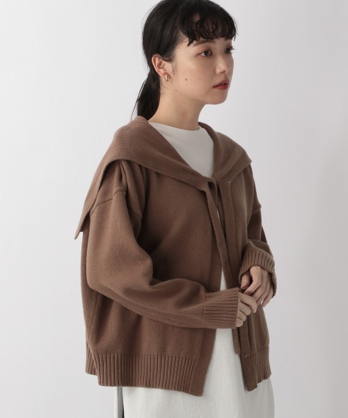 LOWRYS FARM（ローリーズファーム）の「セーラーカラーキナガシカーディガンＬＳ　227975（カーディガン/ボレロ・レディース・アイボリー/ブラック/ブラウン・FREE）」の9枚目の写真