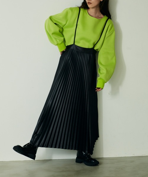 VACANCY（ヴァカンシー）の「フェイクレザープリーツスカート（スカート・レディース・ブラック/カーキ/オレンジ/ブルー・FREE）」の12枚目の写真