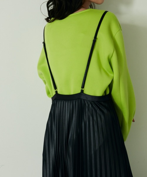 VACANCY（ヴァカンシー）の「フェイクレザープリーツスカート（スカート・レディース・ブラック/カーキ/オレンジ/ブルー・FREE）」の19枚目の写真