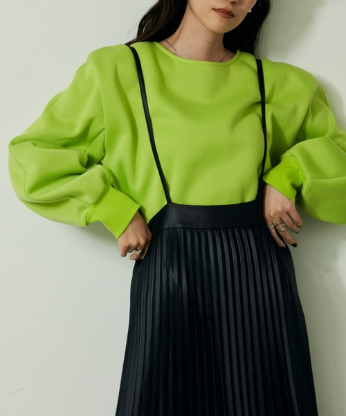 VACANCY（ヴァカンシー）の「フェイクレザープリーツスカート（スカート・レディース・ブラック/カーキ/オレンジ/ブルー・FREE）」の15枚目の写真