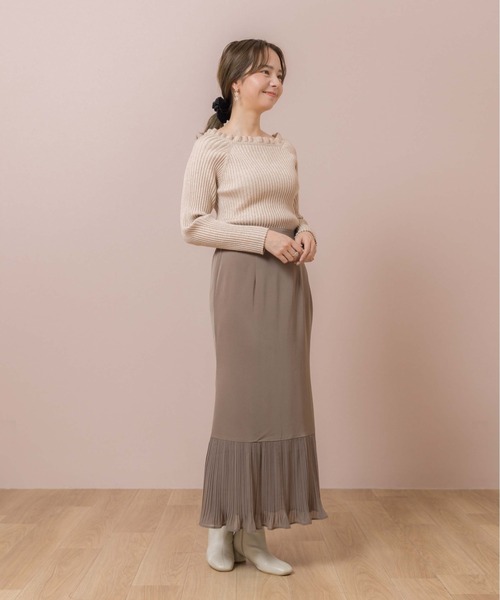 flower(フラワー)の「エニープリーツスカート(スカート・レディース・アイボリー/カーキ・FREE)」の6枚目の写真