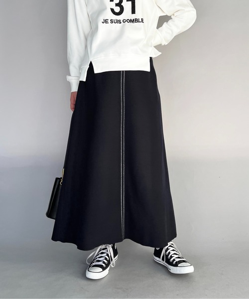 PICCIN(ピッチン)の「ライトジャージメルトンスカート(スカート・レディース・ネイビー/サックスブルー/オリーブ・L/M)」の2枚目の写真