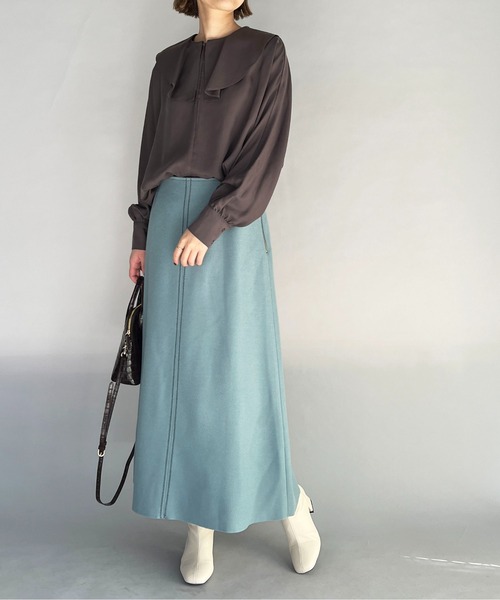 PICCIN(ピッチン)の「ライトジャージメルトンスカート(スカート・レディース・ネイビー/サックスブルー/オリーブ・L/M)」の14枚目の写真