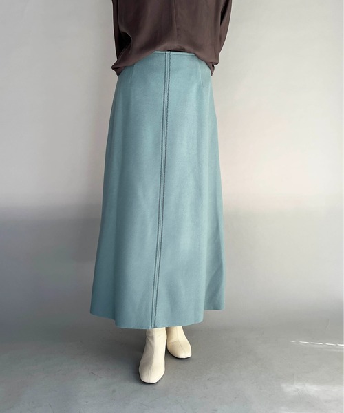 PICCIN(ピッチン)の「ライトジャージメルトンスカート(スカート・レディース・ネイビー/サックスブルー/オリーブ・L/M)」の22枚目の写真