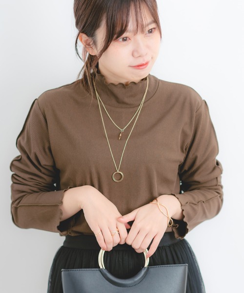 Wordtrobe(ワードトローブ)の「【wordtrobe】テレコリブ バックスリット 配色 メローインナー(Tシャツ/カットソー・レディース・チャコールグレー/ベージュ/ブラウン・FREE)」の20枚目の写真